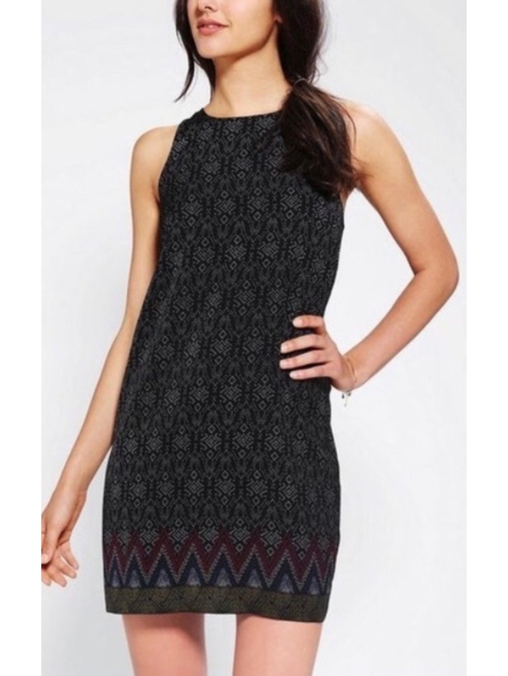Staring at Stars Urban Outfitters Dress Black Geometric Boho Shift Mini Large